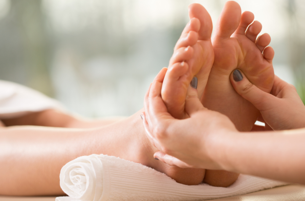 Foot reflexology treatment
